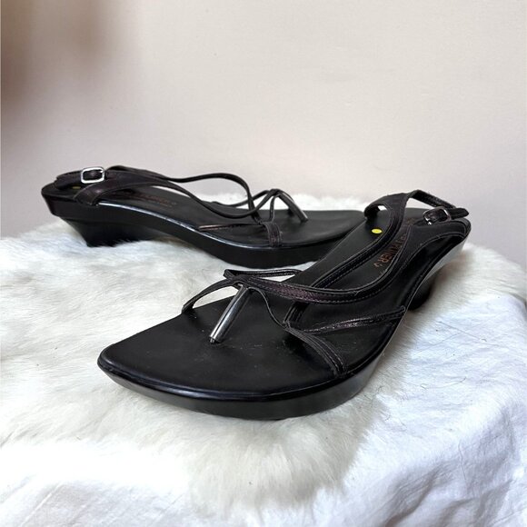 Donald J Pliner Womens Y2K Strappy Contoured Sandals Brown Leather Size 8 Italy - Picture 3 of 9